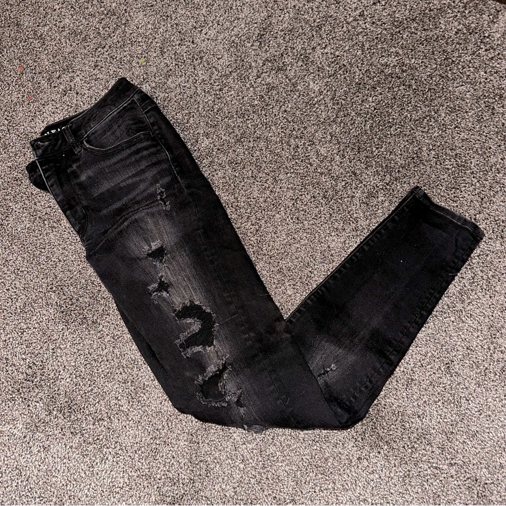 AEO Black Ripped Skinny Jeans